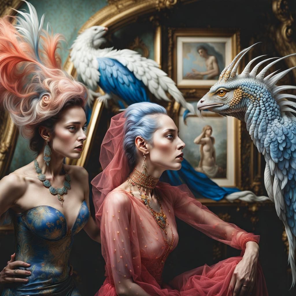 Emotional Party Scene with Exotic Creatures