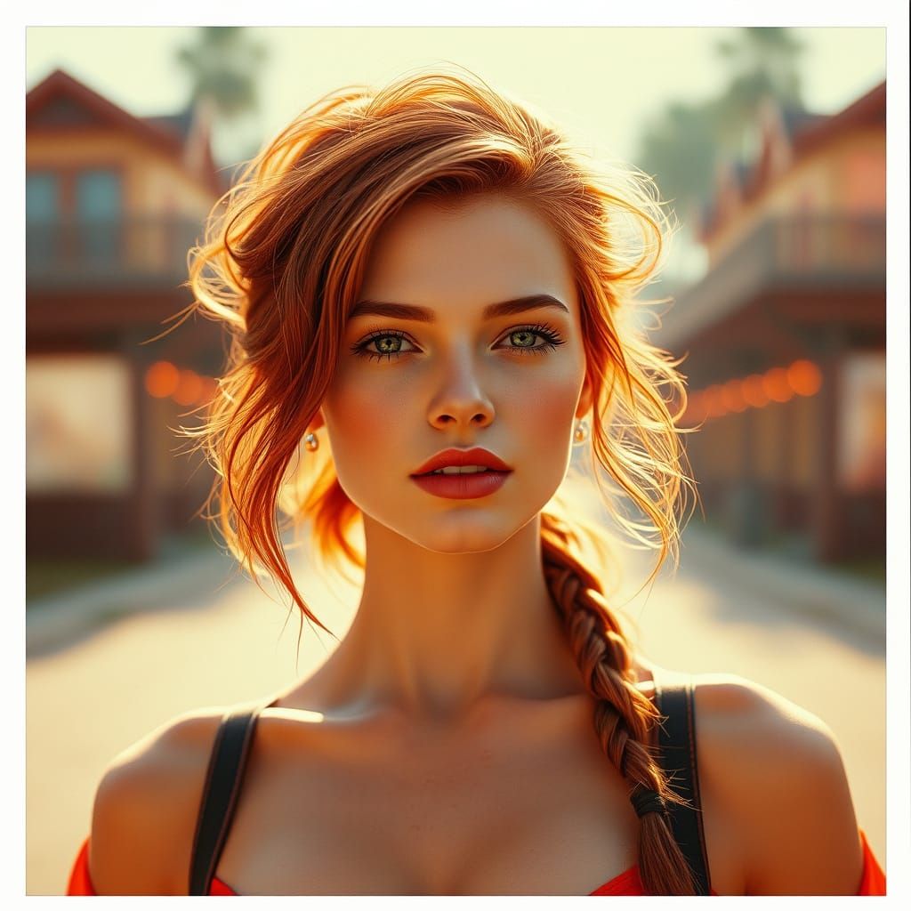 Sensual Redhead Portrait in Retro Style