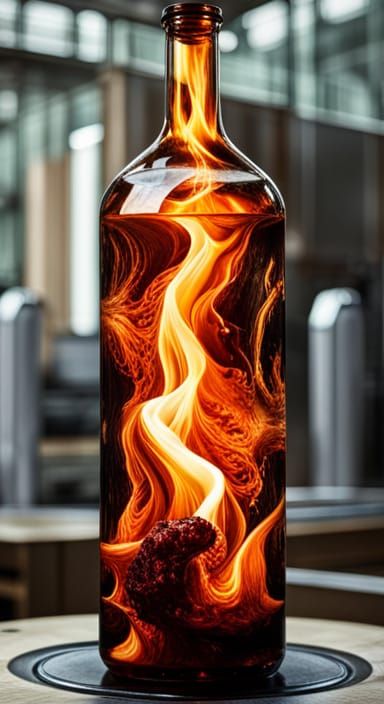 Fiery Galaxy in a Bottle: Digital Art