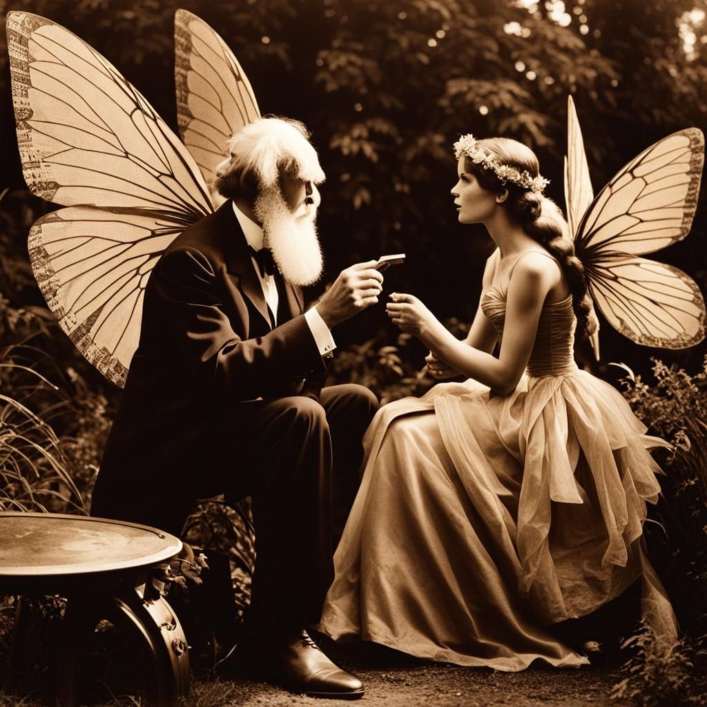 Darwin and Fairy Argument in Sepia Tone