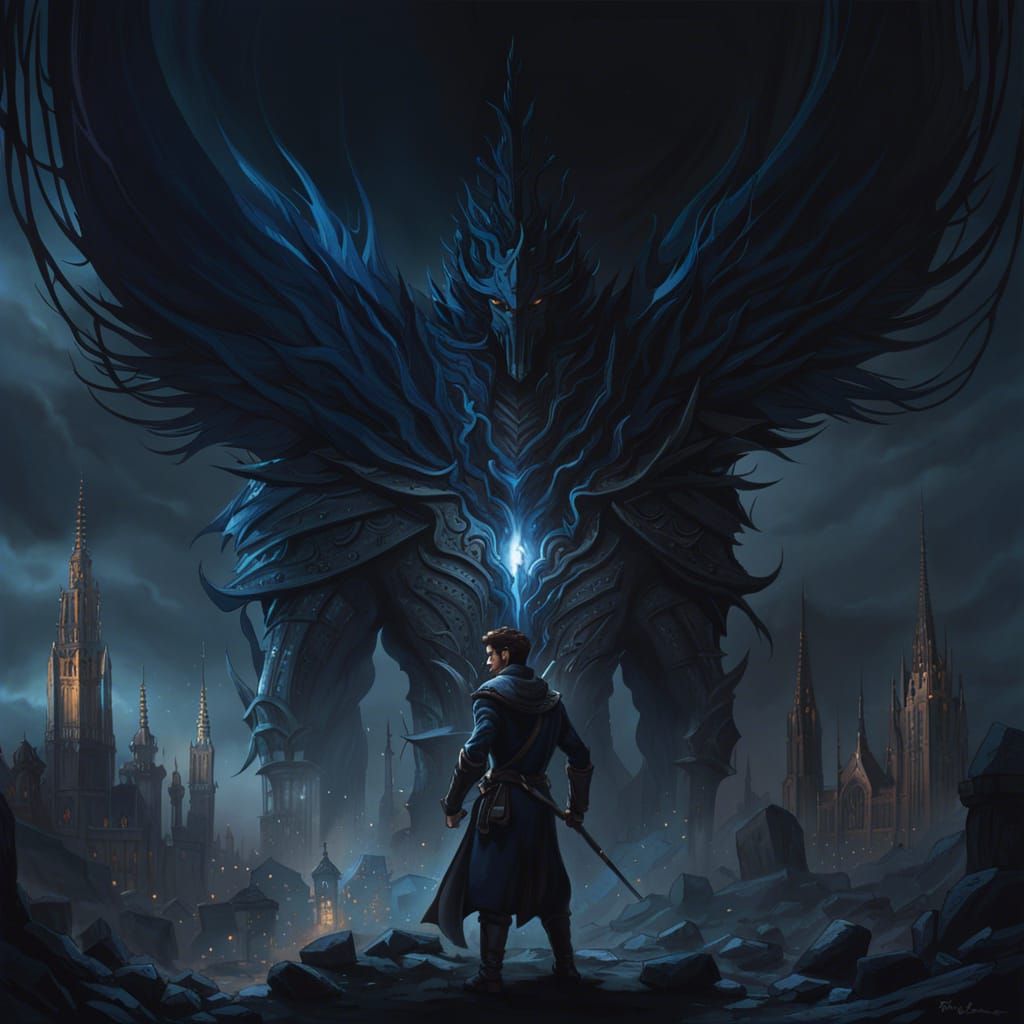 Teen Warlock Casting Magic in Dark Medieval City