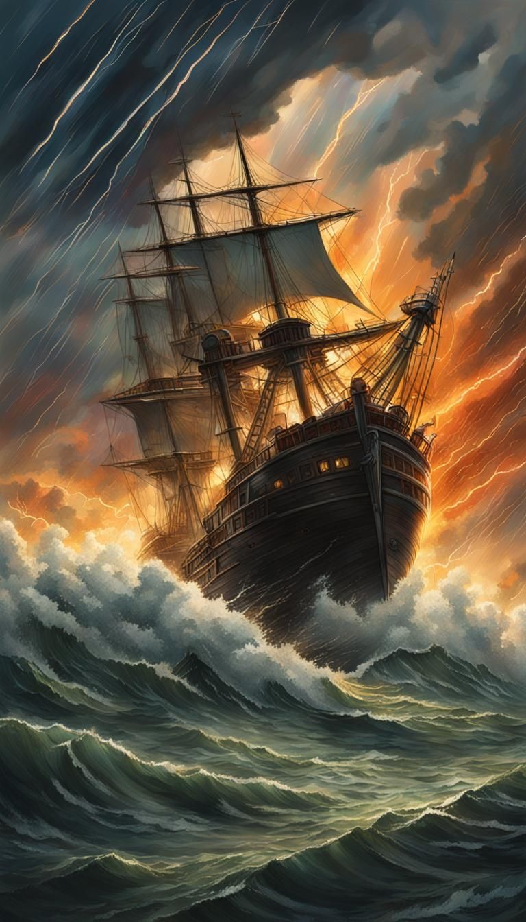 Roanoke Island: Dramatic Thunderstorm in Splash Art Style