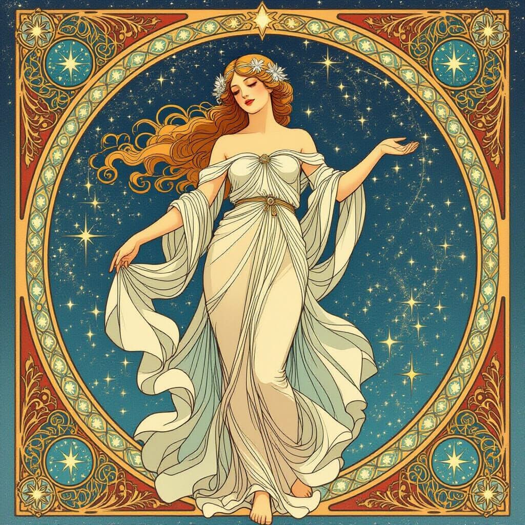 Celestial Nymph in Art Nouveau Style