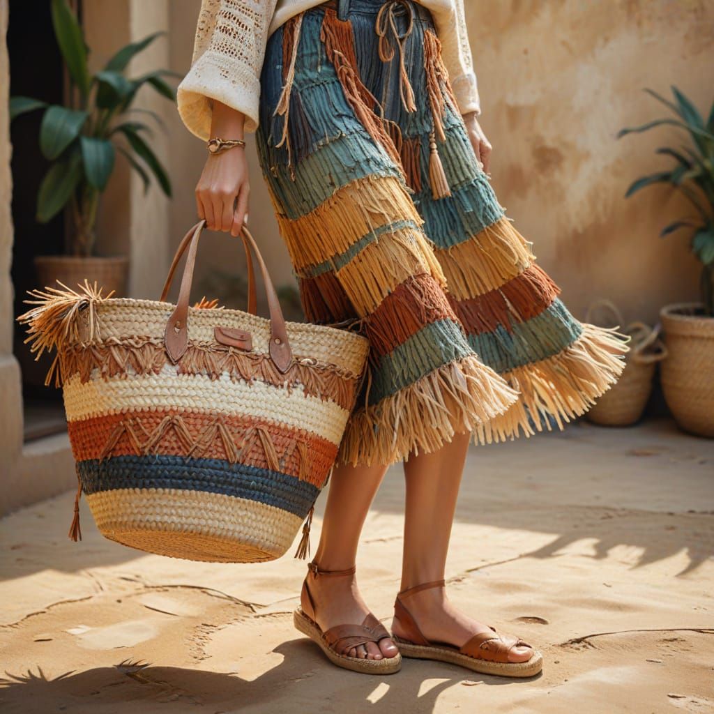 Vibrant Boho Chic Woman in Oil Painting Style