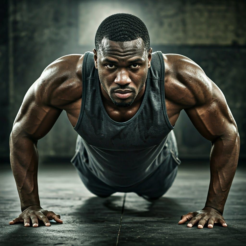 Gritty Realism: Muscular Man in Urban Gym