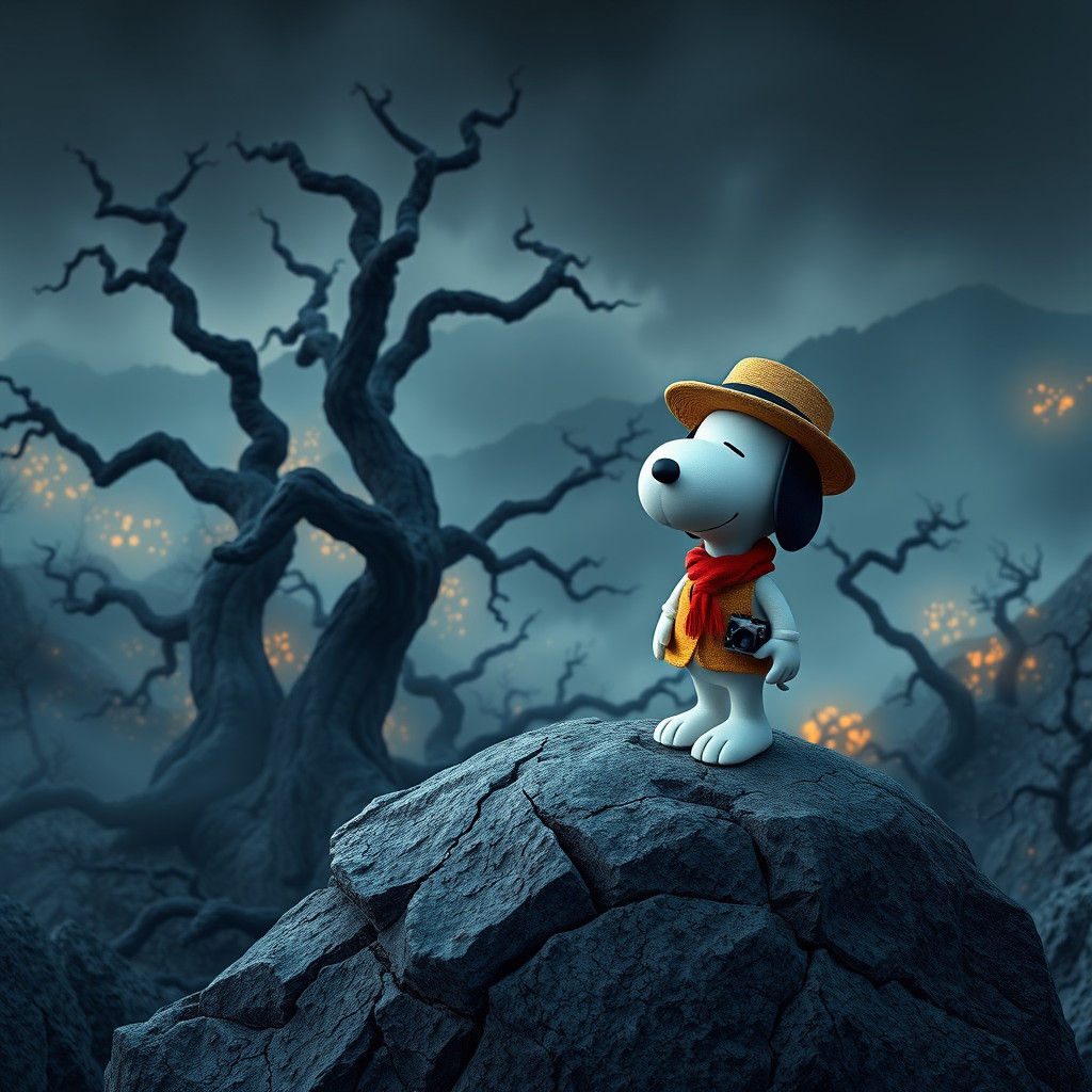 Snoopy as Ansel Adams in Colorful Landscape