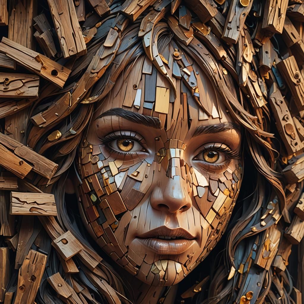 Wooden Woman: Fantasy Art Nouveau Portrait