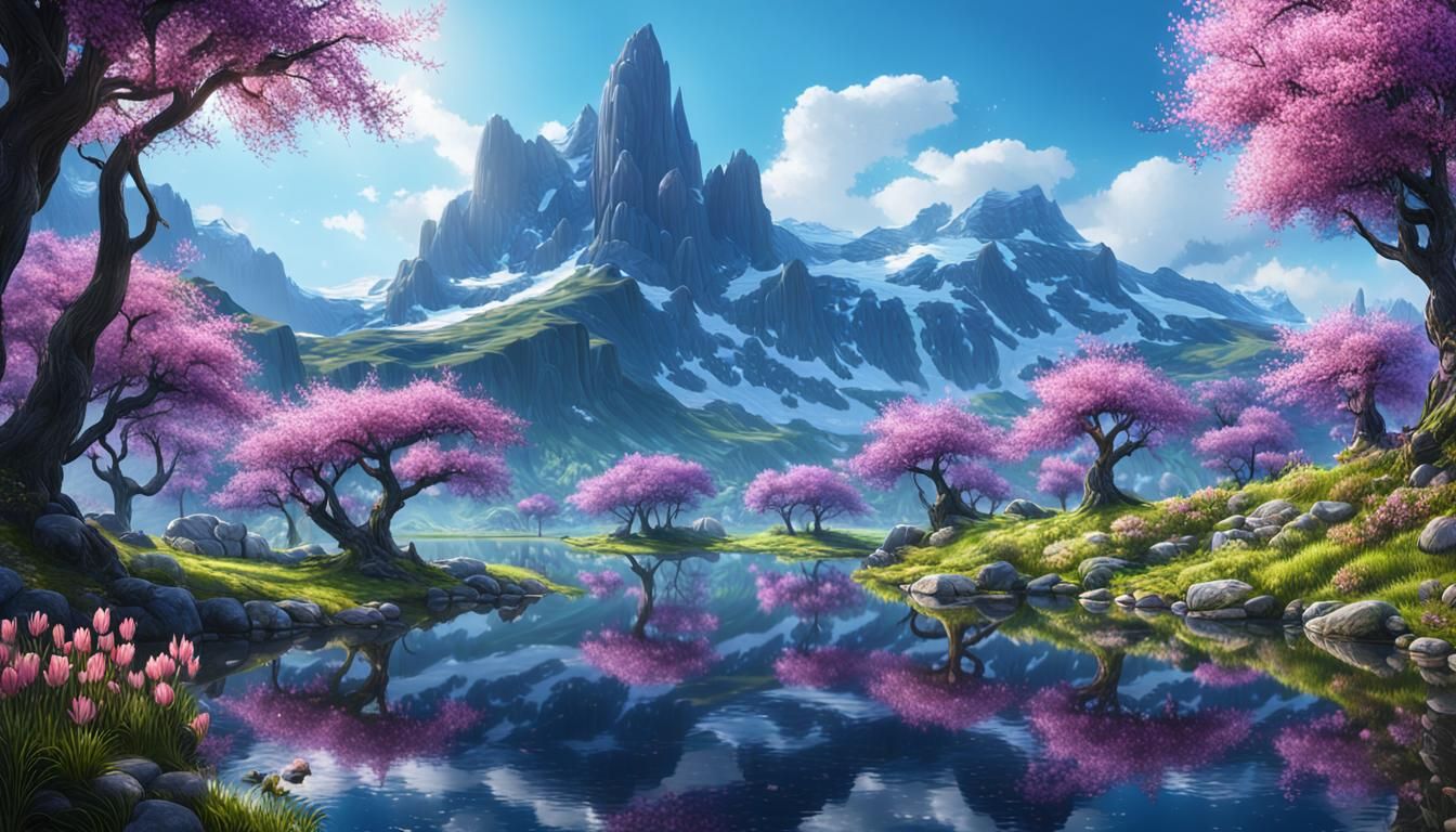 Spring Landscapes Reflected: Detailed Matte Painting