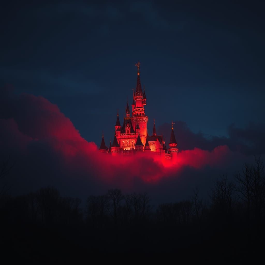 Red Castle Illuminates Dark Skies