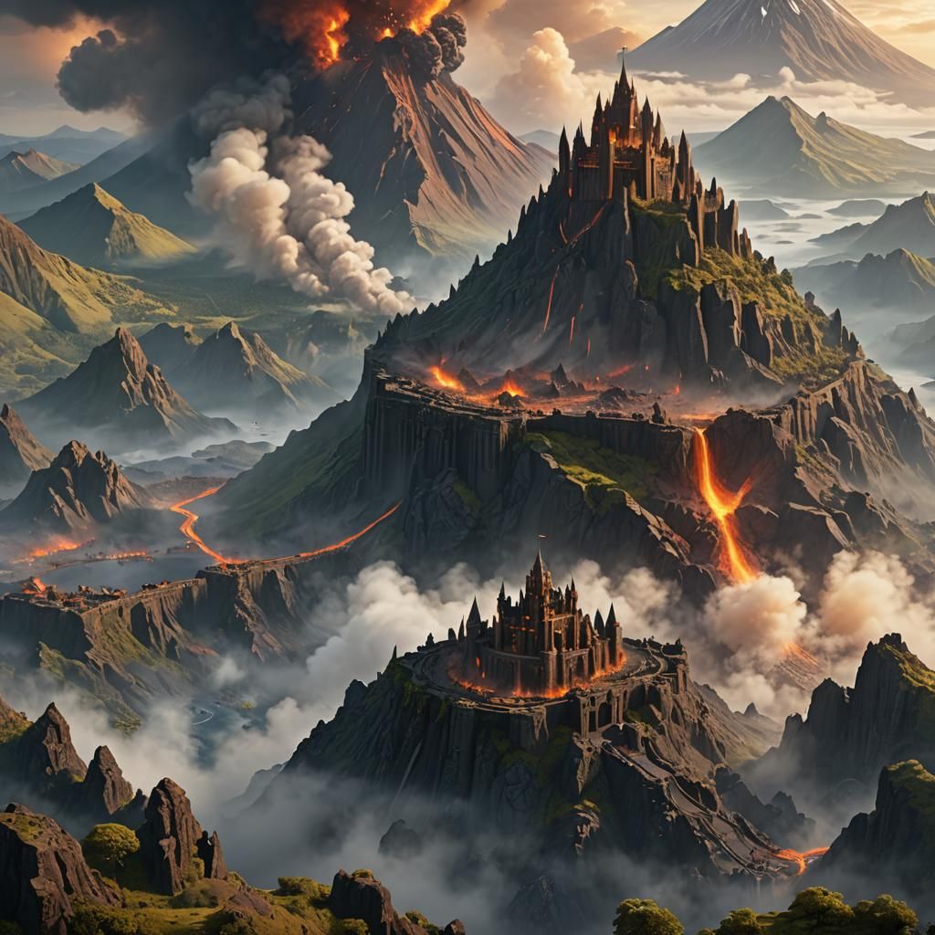 Volcanic Island Fortress: Fantasy Concept Art