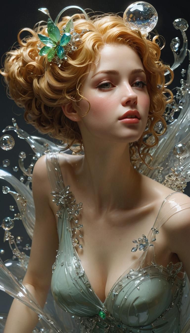 Detailed Glass Sprite Sculpture in Fine Art Style