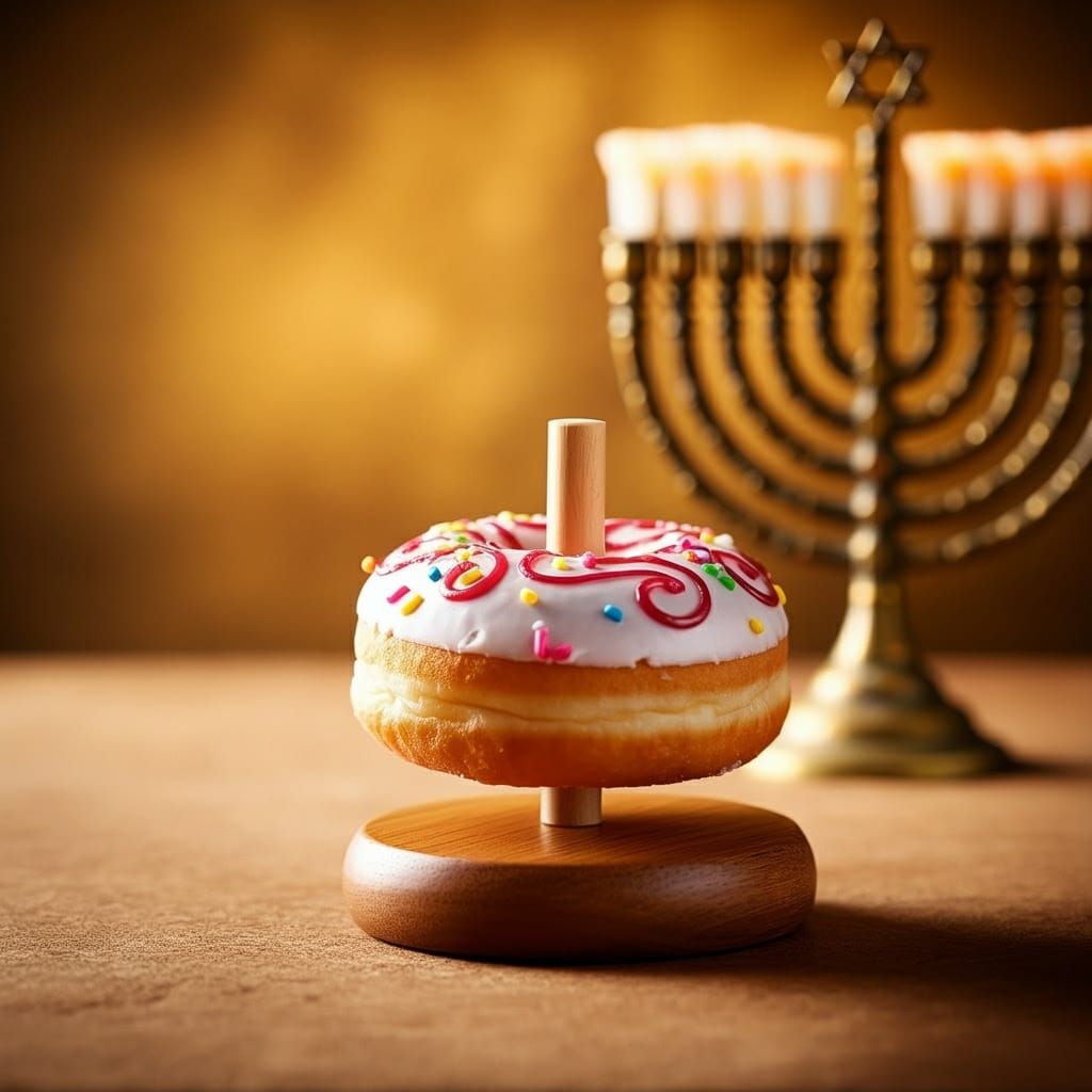 Whimsical Hanukkah Dreidel in Folk Art Style