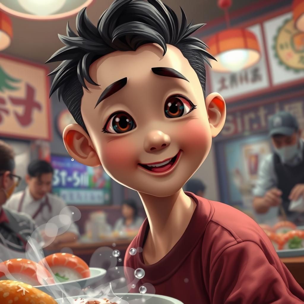 Animated Dim Sum in Sushi Restaurant: Hyperrealistic Splash ...