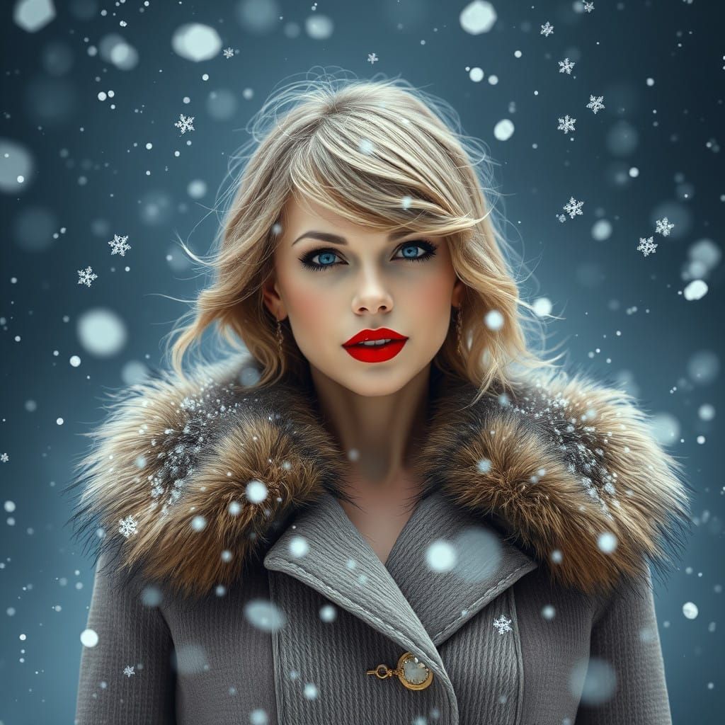 Enchanting Winter Portrait of Taylor Swift in Cyberpunk Fant...