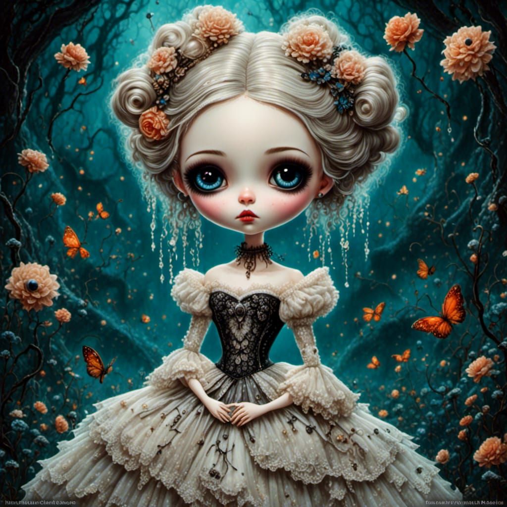 Ethereal Gothic Doll in Tim Burton Style
