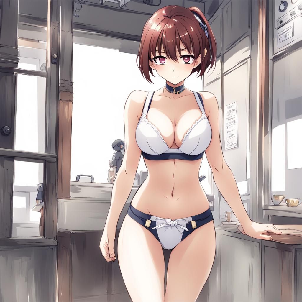 Anime Girl with Suggestive Pose in Manga Style