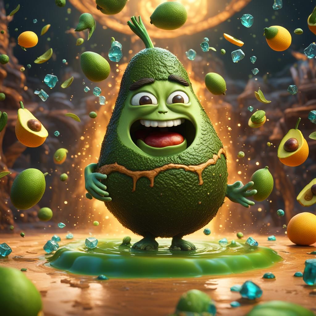 Dancing Avocado: Detailed Matte Painting in Deep Color
