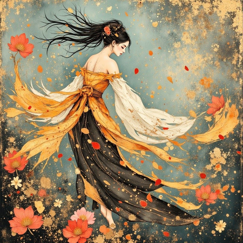 Han Dynasty Ribbon Dancer in Anime Style