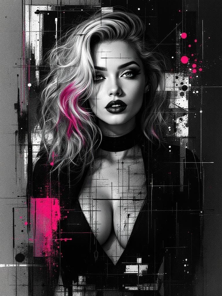 Stylized Portrait with Geometric Fragmentation and Selective...