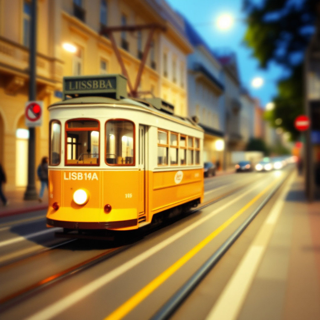 8-bit Lisbon Tram in Tilt-Shift Style