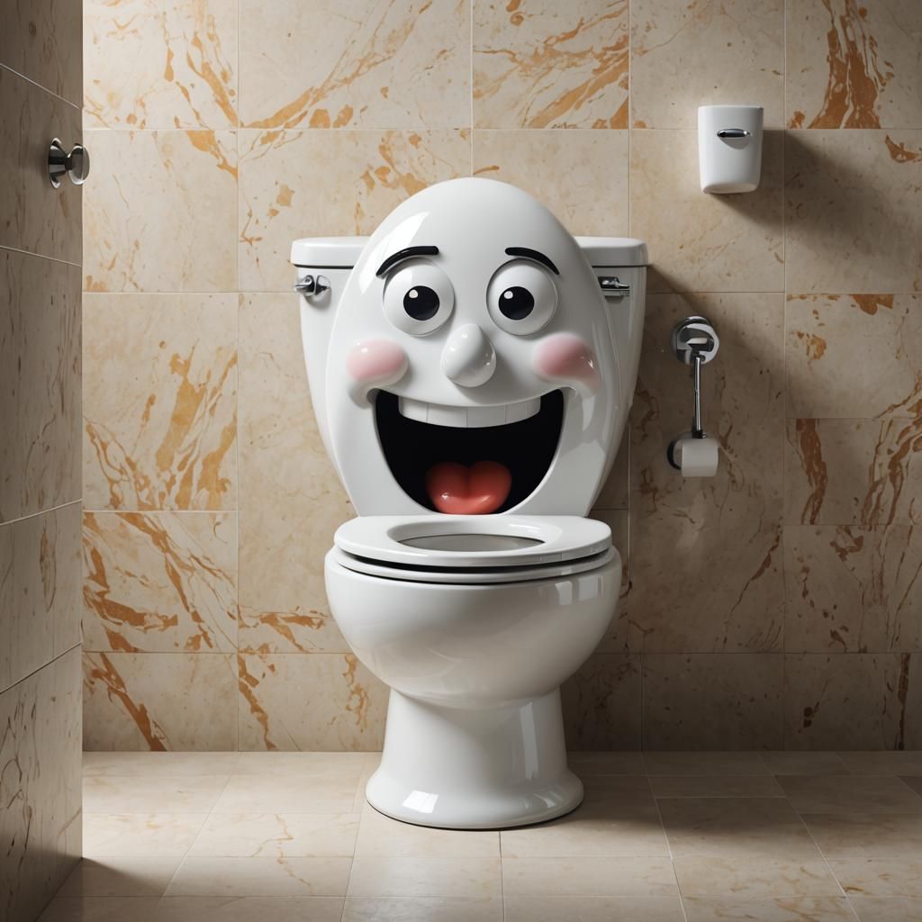 Whimsical Talking Toilet with a Friendly Face