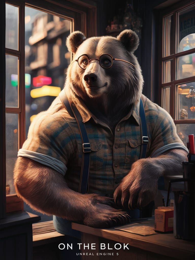 Fatherly Bear Working at Corner Store in Unreal Engine