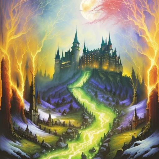 Dracula's Castle: A Gothic Horror Illustration