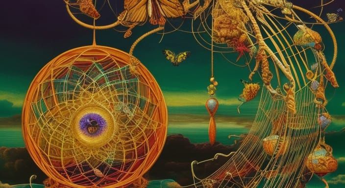 Intricate Dreamcatchers in a Fantastical Nature Scene