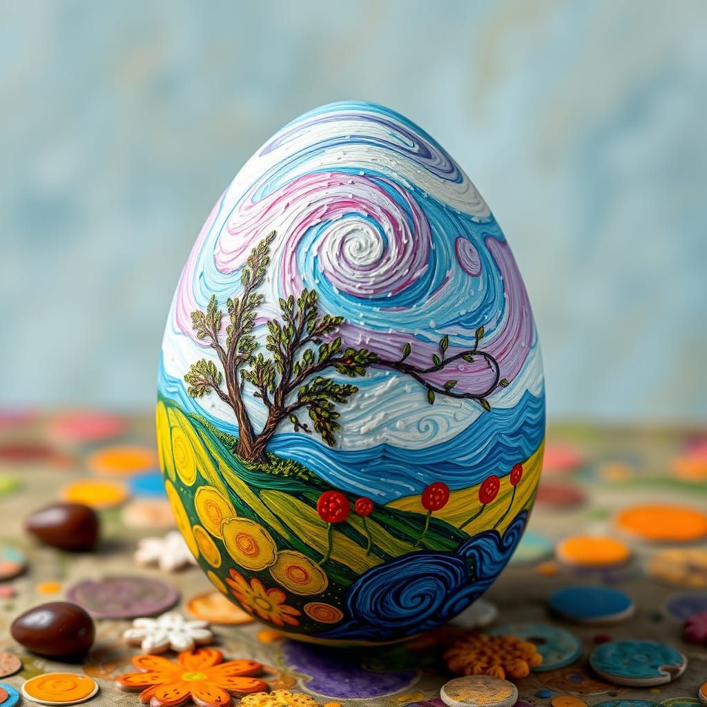 Impressionist Egg Art with Post-Impressionist Flair
