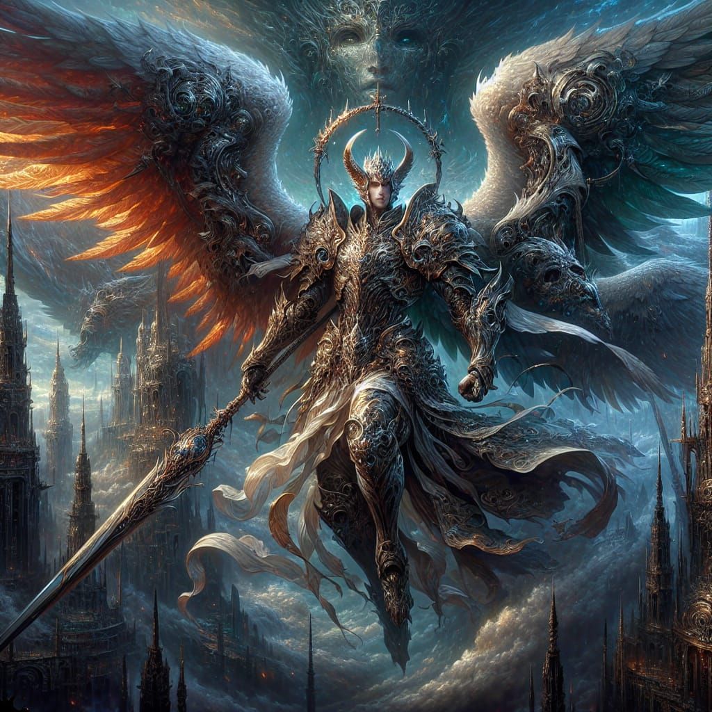 Archangel Michael: Detailed Matte Painting in Fantasy Style