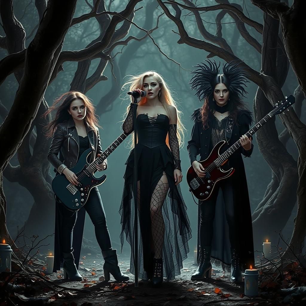 Gothic Metal Band Performs in Mystical Forest