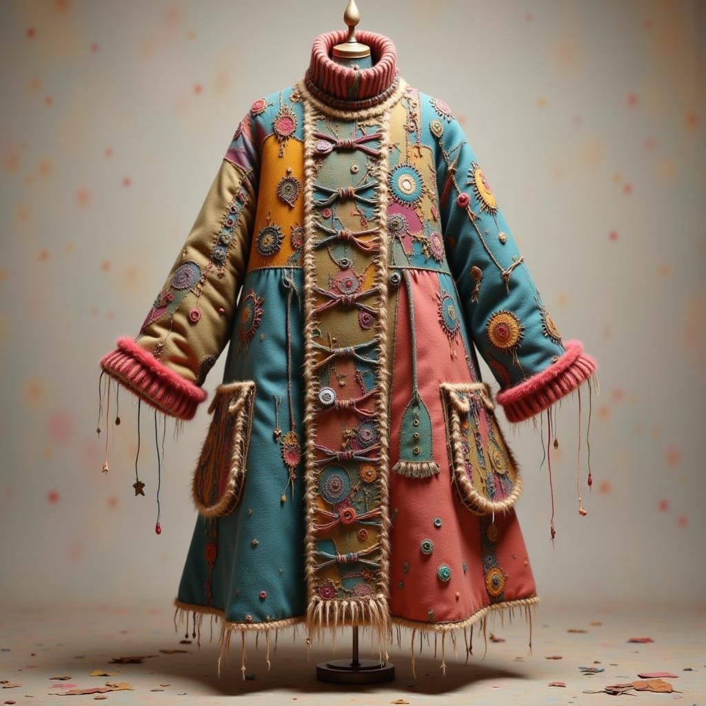 Whimsical Hand-Sewn Coat in Vibrant Colors