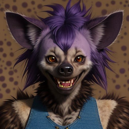 Laughing Furry Hyena in Lovecraftian Hellscape