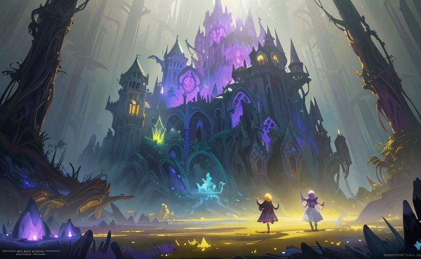 Fantasy Island with Fairies in Dark Fantasy Style