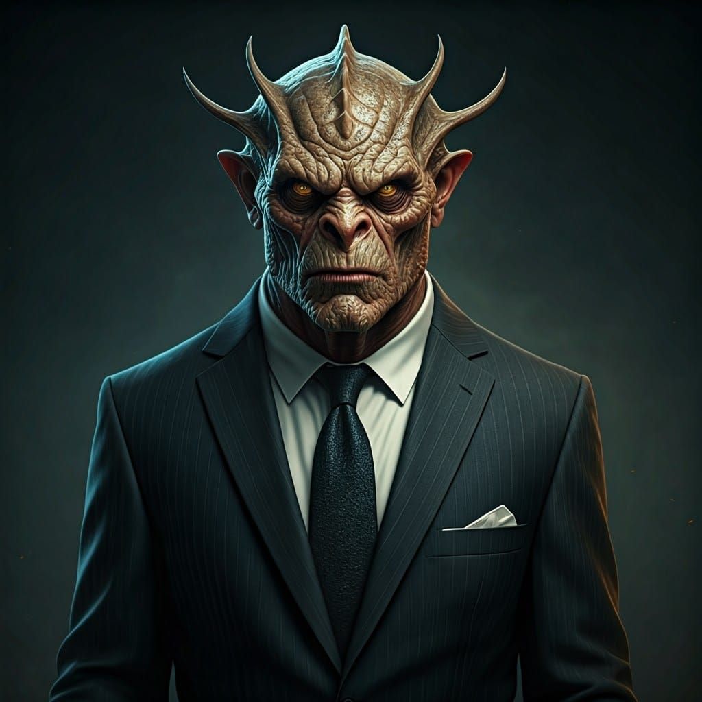 Hyperrealistic Monster in Formal Cinematic Portrait