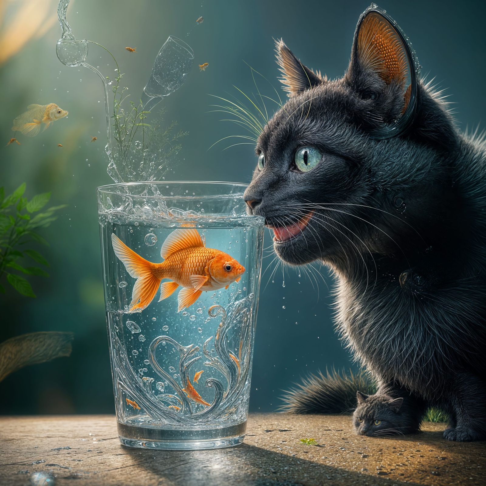 Goldfish and Cat: A Fantasy Concept Art