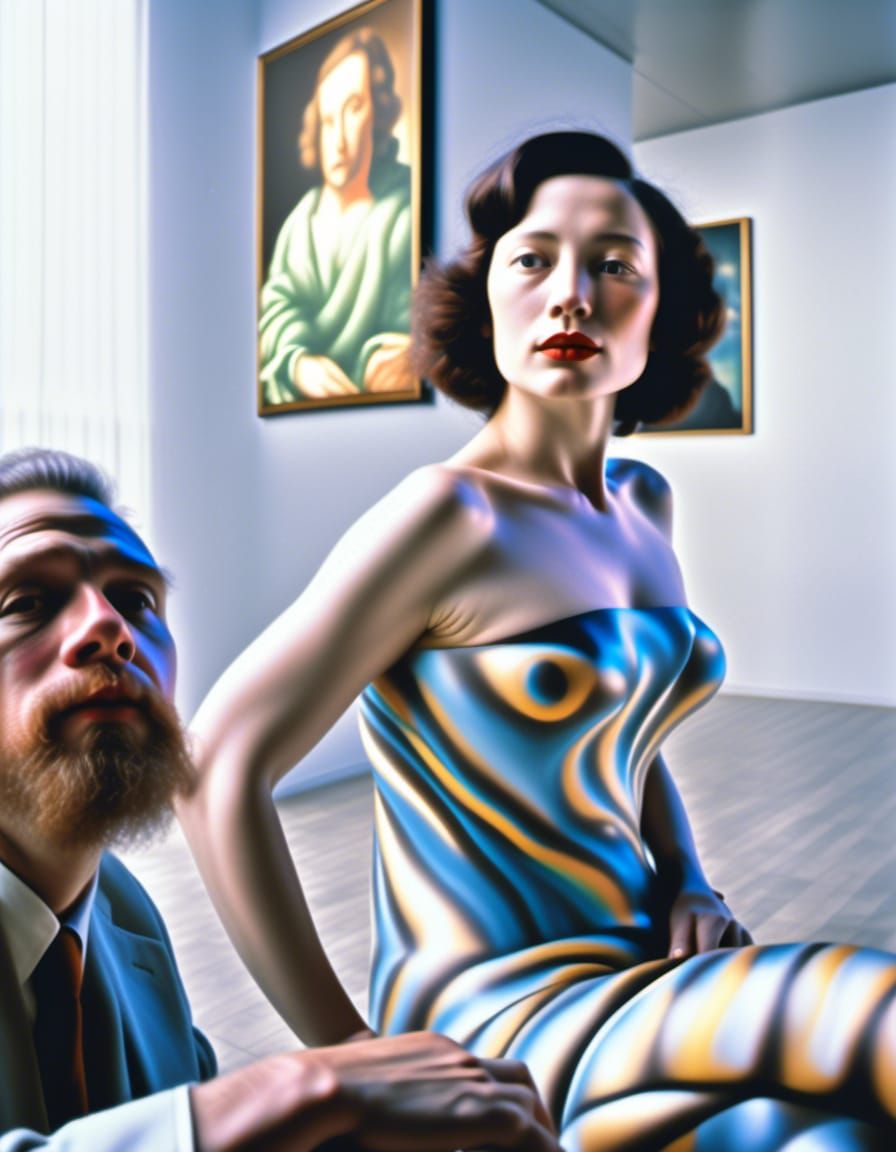 Couple in Art Museum, Hyperrealistic Photograph