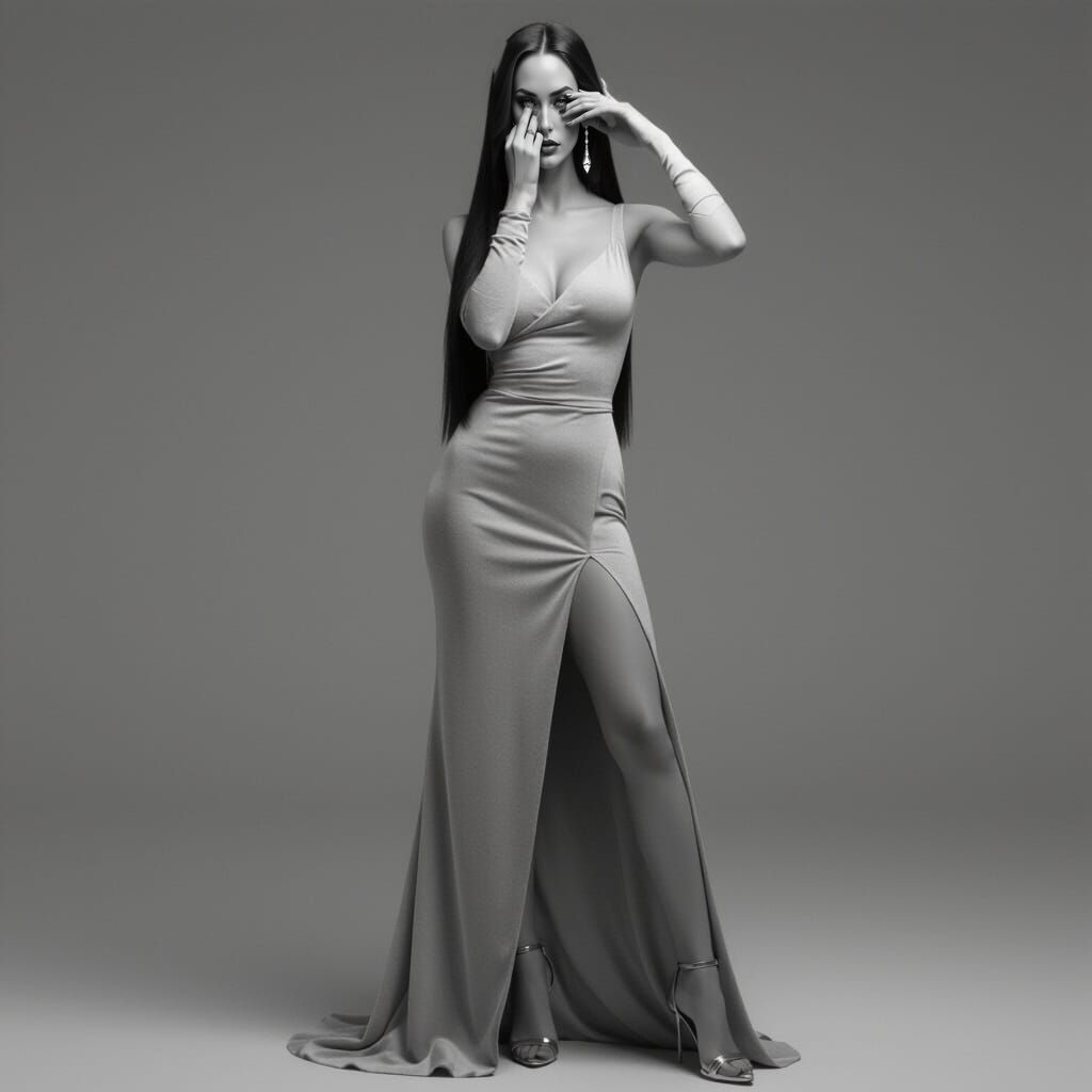 Elegant Goddess in Grayscale Portrait