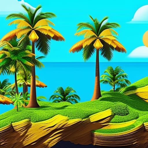 Lush Tropical Island with Parallax Effect