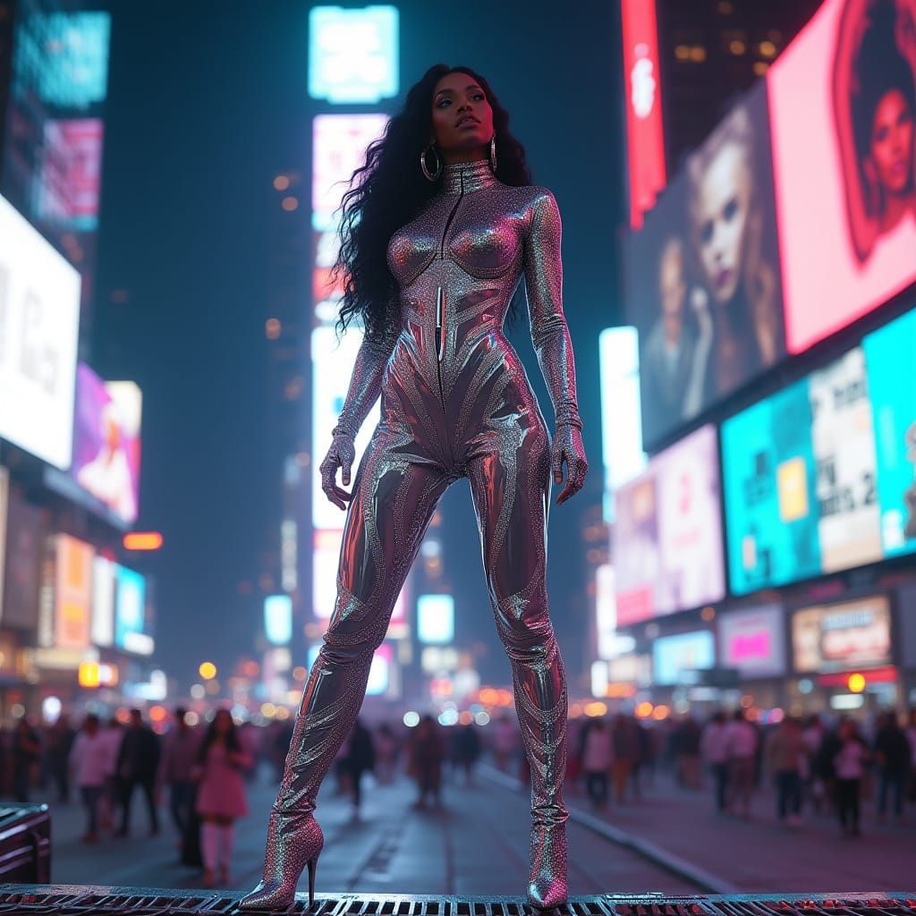 Futuristic Pop Star Celebrates New Year's Eve