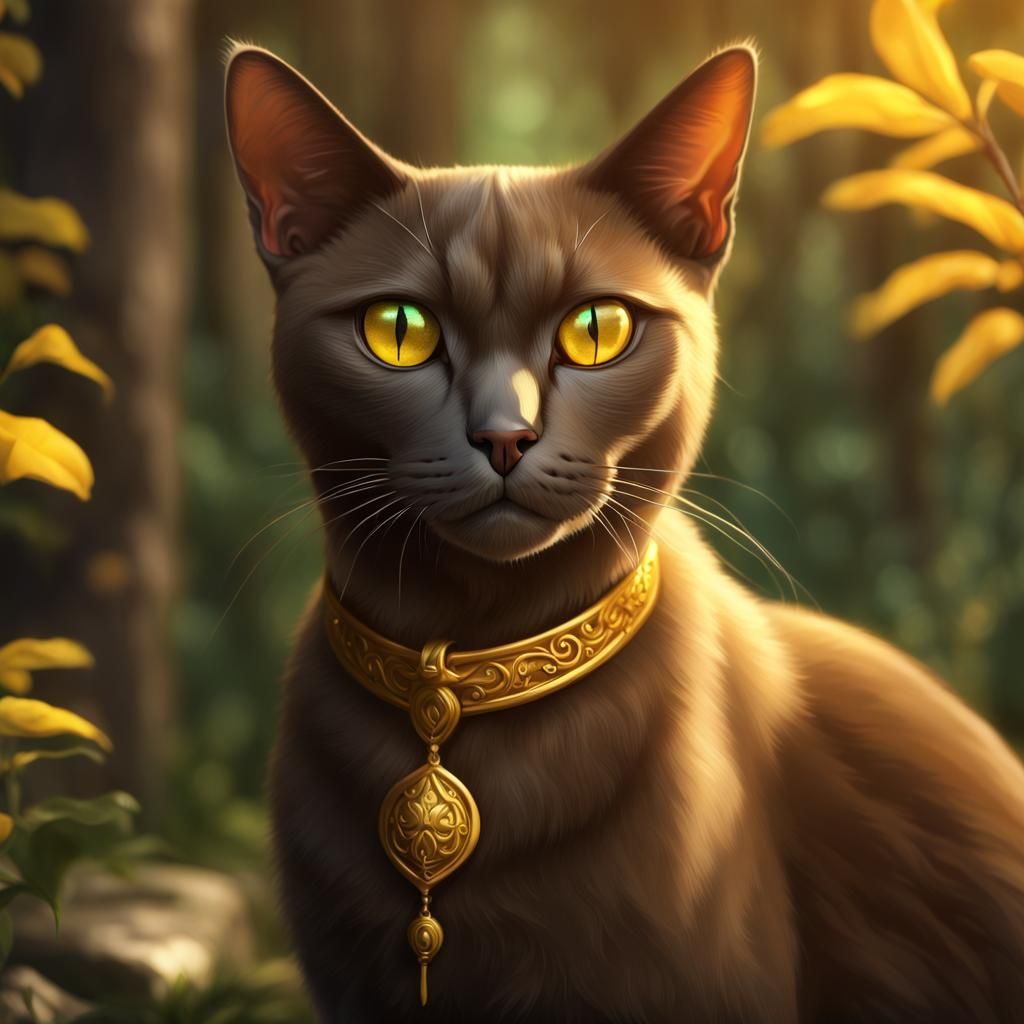 Burmese Cat Portrait in Detailed Digital Art