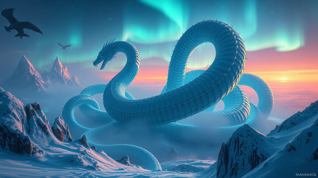 Majestic Ice Serpent in Frozen Tundra