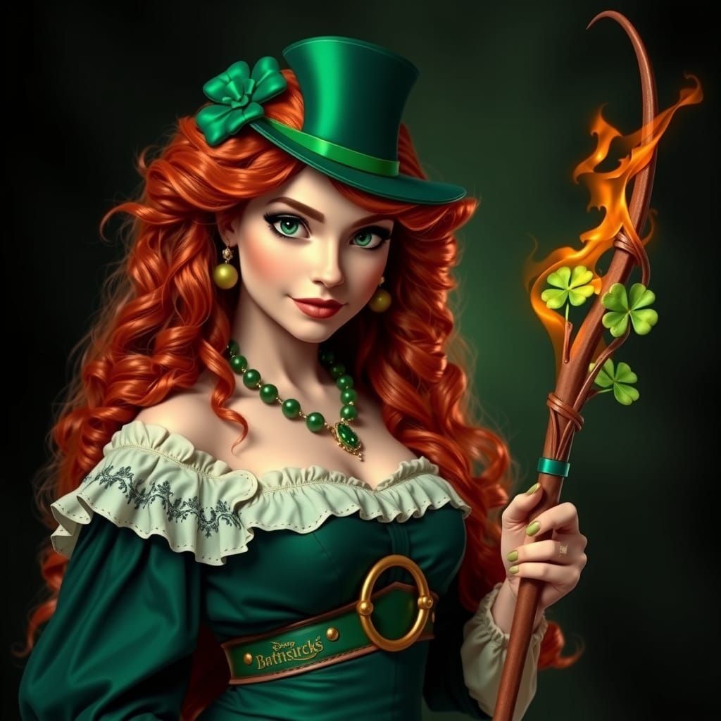 Merida dressed for St. Patricks Day. Dark Disney