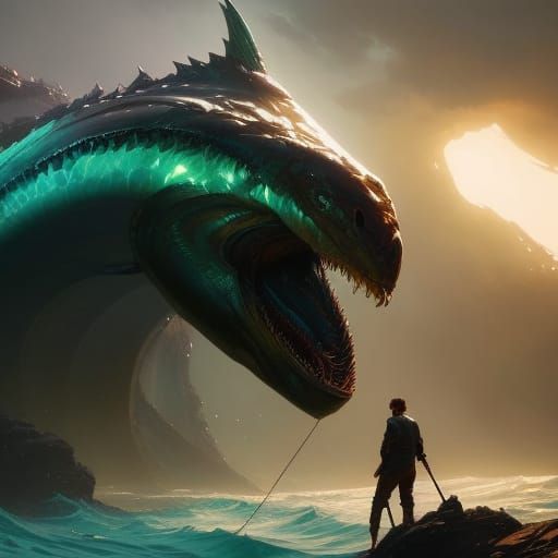 Underwater Descent into Sea Monster's Maw