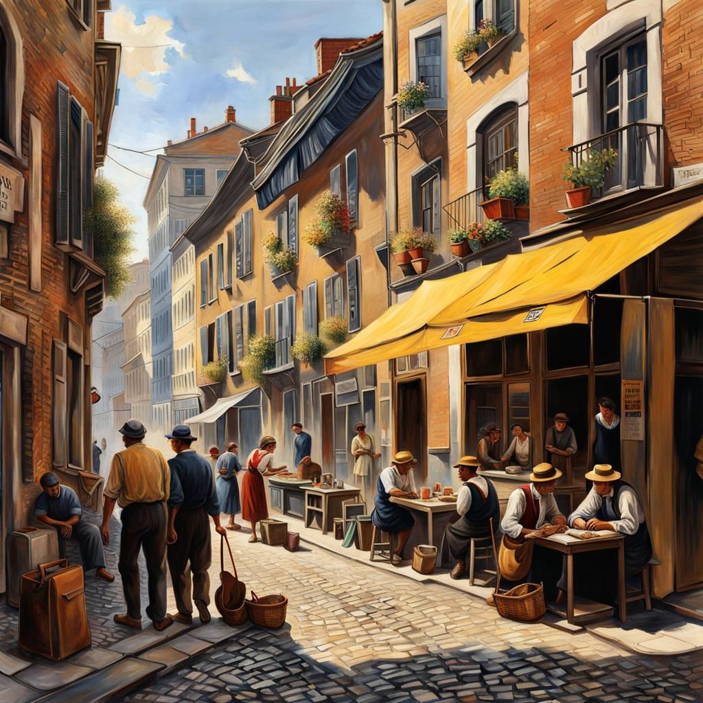 Lively Cityscape Corner: A Digital Illustration