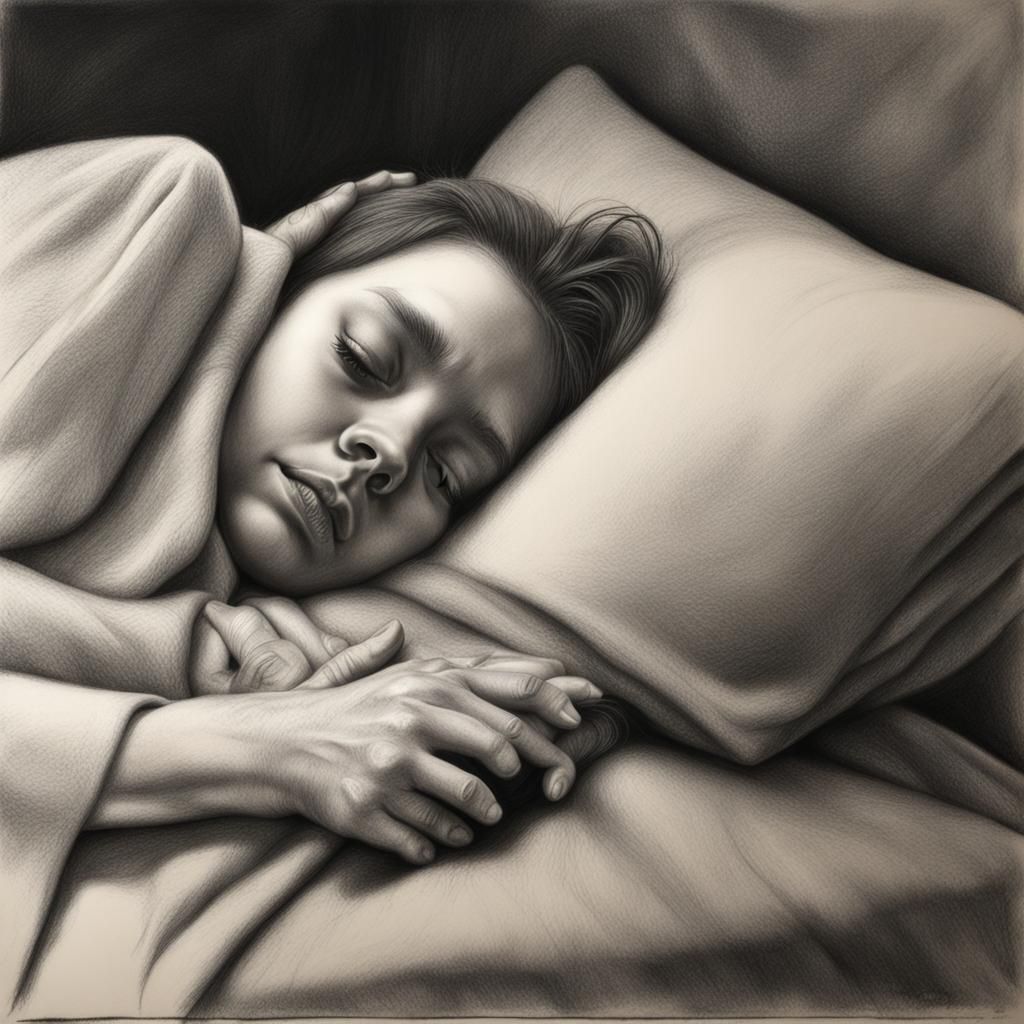 Hyperdetailed Charcoal Drawing of Sleep