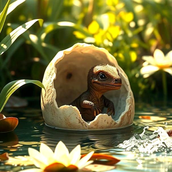 Chaoyangsaurus Hatching in Sunny Waters