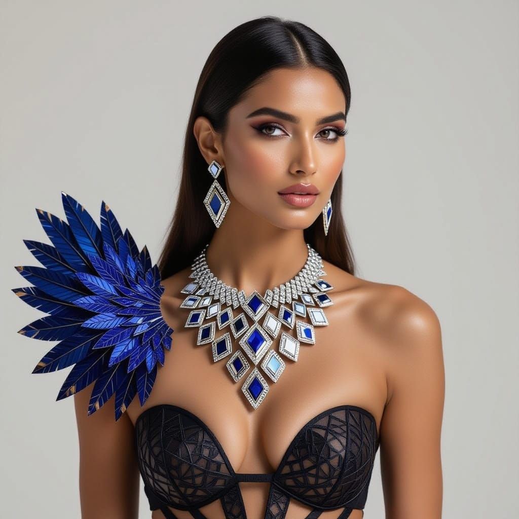 Futuristic Indian Woman in Cyber-Steampunk Fashion