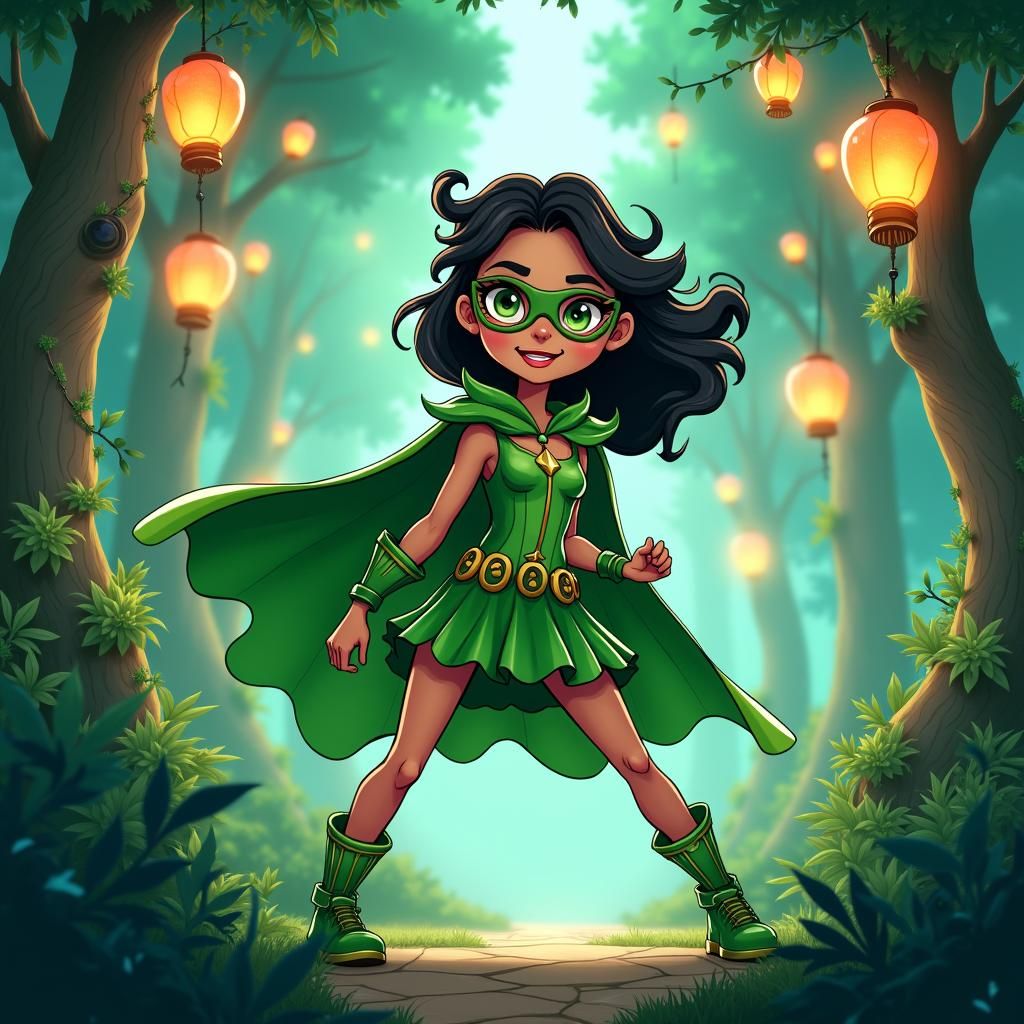 Girl Superhero at Go Green Festival in Doodle Style