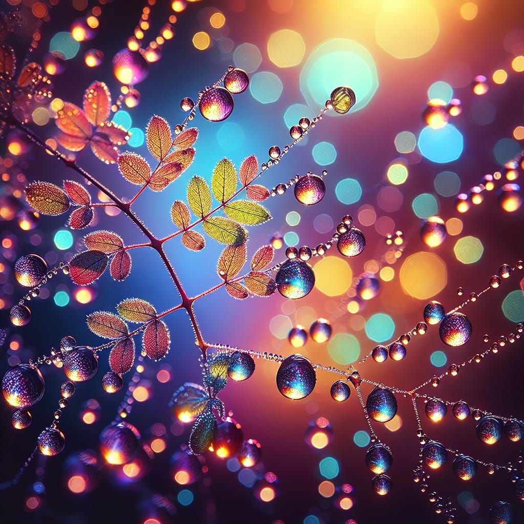 Captivating Dew Drops Glistening in a Vibrant Palette